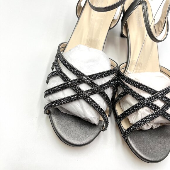 12W 12 WIDE WIDTH Touch Ups Amara Pewter‎ Silver Kitten Heel Dress Sandals Shoes - Picture 3 of 14